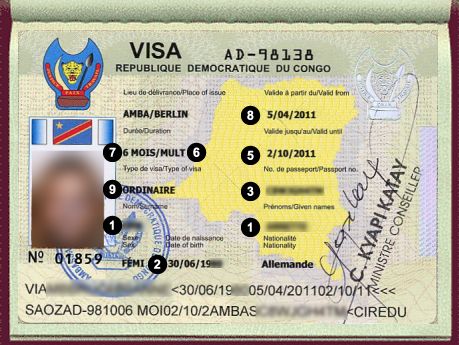 Hồ sơ xin visa CHDC Congo